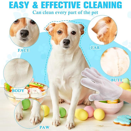 200 Pcs Pet Bathing Wipes for Dogs and Cats Cleaning Deodorizing Grooming Wipes Disposable Rinse Free Nourish Fur Glove Wipes for Puppy Dogs Kitten Daily Care and Traveling