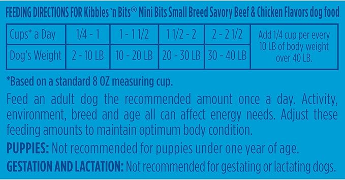 Kibbles 'N Bits Savory Beef & Chicken Flavors Small Breed Mini Bits Dry Dog Food, 3.5 Pound Bag (Pack of 4)