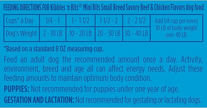 Kibbles 'N Bits Savory Beef & Chicken Flavors Small Breed Mini Bits Dry Dog Food, 3.5 Pound Bag (Pack of 4)