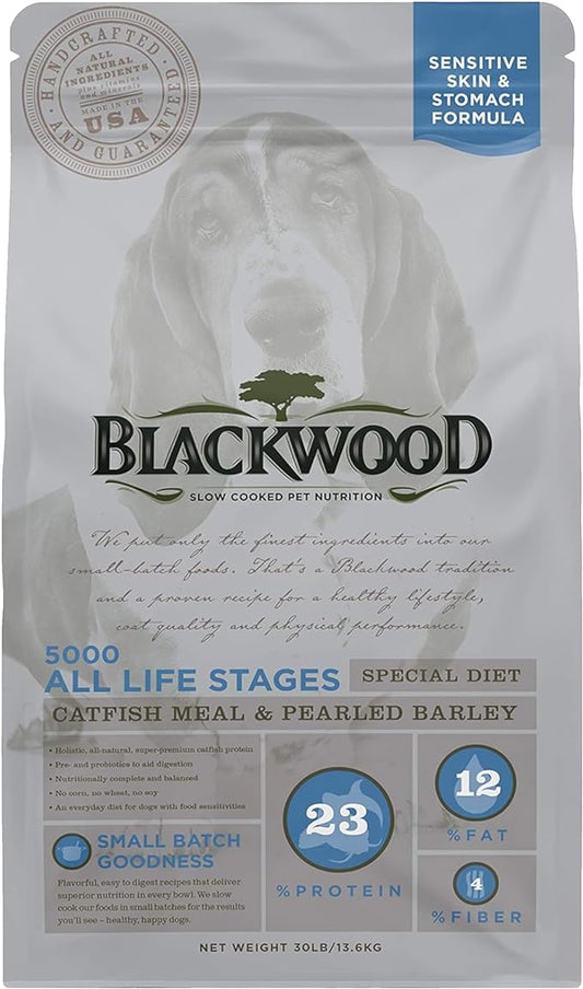 Blackwood Special Diet All Life Stages Dry Dog Food, 30Lb., Catfish & Pearled Barley Recipe, Sensitive Skin and Stomach, Grain Free Dog Food