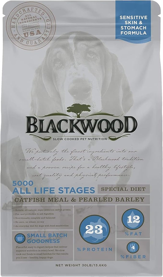 Blackwood Special Diet All Life Stages Dry Dog Food, 30Lb., Catfish & Pearled Barley Recipe, Sensitive Skin and Stomach, Grain Free Dog Food