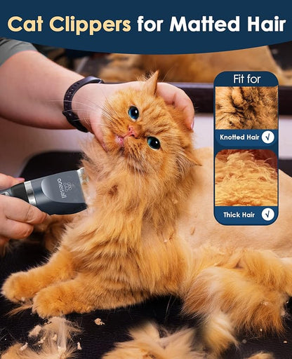 oneisall Cat Clippers for Matted Hair, Quiet Cat Shaver for Long Hair, Cordless Cat Hair Trimmer for Grooming, 2 Speed Pet Shaver Cat Grooming Kit for Cats Small Dogs Animals (Blue)…
