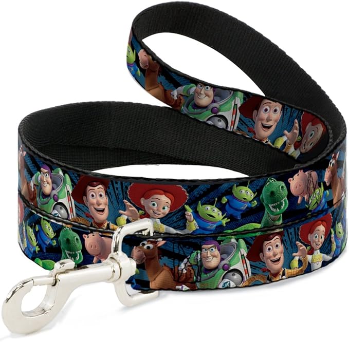 Dog Leash Toy Story Characters Running2 Denim Rays 4 Feet Long 1.5 Inch Wide