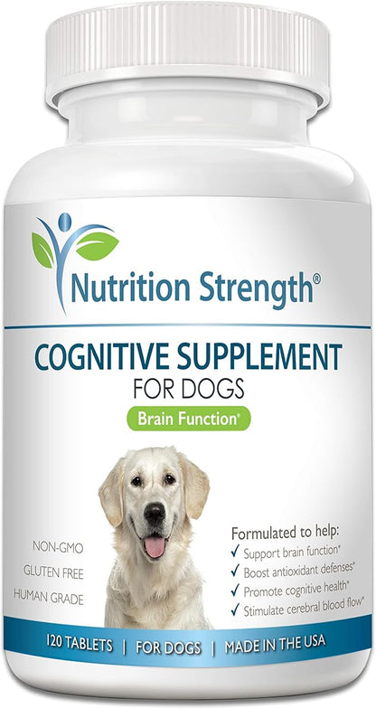 Cognitive Support for Dogs, Promotes Dog Brain Health, Mental Support for Old Dogs, Supplement for Dogs with Cognitive Difficulties, 120 Chewable Tablets