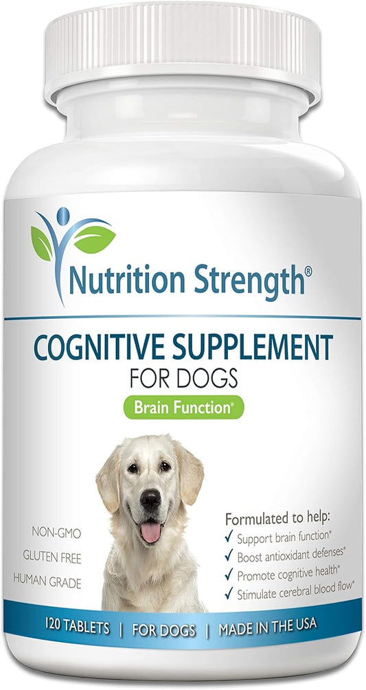 Cognitive Support for Dogs, Promotes Dog Brain Health, Mental Support for Old Dogs, Supplement for Dogs with Cognitive Difficulties, 120 Chewable Tablets