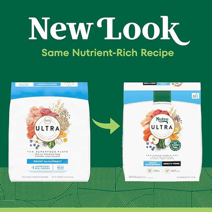 NUTRO ULTRA Adult Weight Management High Protein Natural Dry Dog Food for Weight Control with a Trio of Proteins from Chicken, Lamb and Salmon, 30 lb. Bag