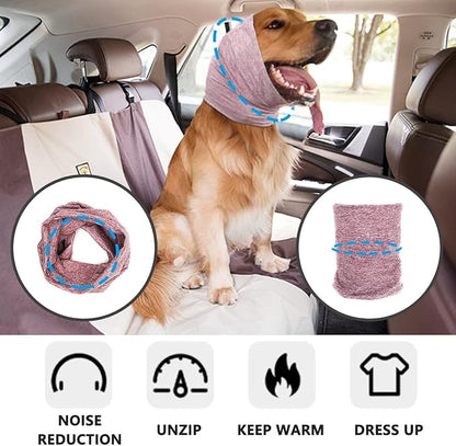 Quiet Ears for Dogs, No Flap Ear Wraps for Anxiety Relief& Calming Dogs, Dog Snood for Noise Protection Grooming, Neck and Ear Warm Ear Muffs for Cats&Dogs,Pink L