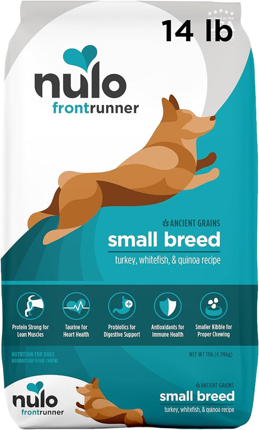 Nulo Frontrunner Small Breed Dry Dog Food, Premium Ancient Grain Small Kibble for Proper Chewing with Taurine for Heart Health and Probiotics for Digestive Support 14 Pound (Pack of 1)