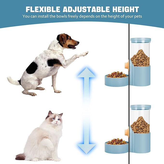 Anti-Spill Automatic Pet Food Water Dispenser, Blue, 1L, Plastic, for Ferret, Guinea Pig, Cat, Dog