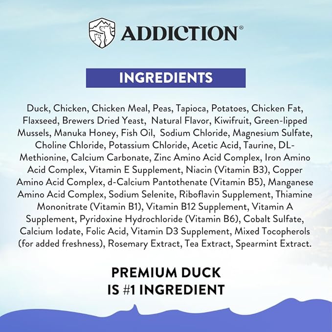 Addiction Duck Royale Entrée All Life Stages Small Breed Grain-Free Premium Duck Dry Dog Food Crafted in New Zealand - 3.3 lb