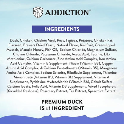 Addiction Duck Royale Entrée All Life Stages Small Breed Grain-Free Premium Duck Dry Dog Food Crafted in New Zealand - 3.3 lb