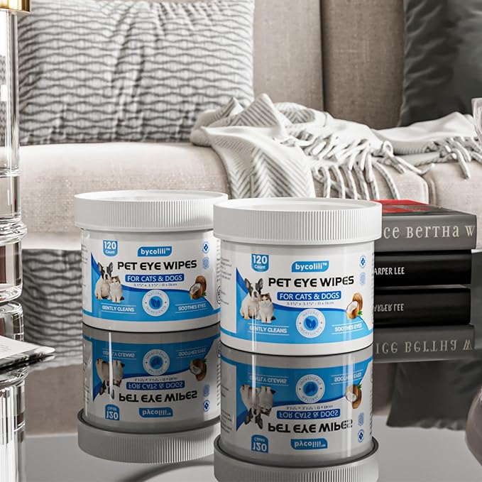 Eye Wipes for Dogs & Cats,Extra Large 240 Count Natural Tear Stain Eyes Wash Pads,Gently Remove Discharge,Debris,3.15" Coconut Oil Cleans Eyes,Face,Wrinkles