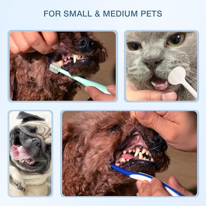 Ultra Soft Nano Dog Toothbrush Kit for Small Breed, Silicone 360 Pet Tooth Brushes for Dogs Cat,Canine Dental Care Set of 3 Different Shapes