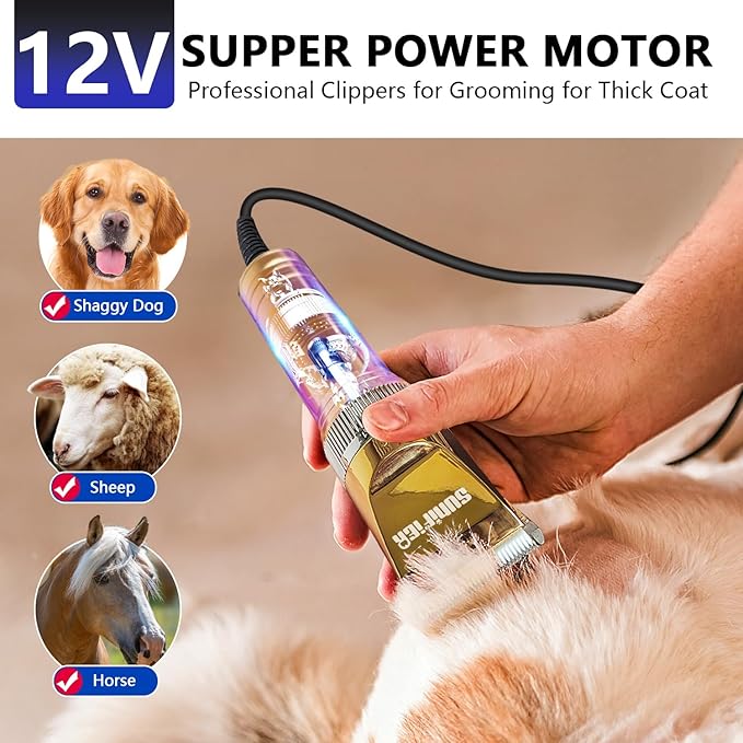 Professional Dog Grooming Clippers for Thick Coat - Sheep Shears for Dogs with Thick Hair – Pet Grooming Clippers for Cats, Sheeps, Horse (Gold)