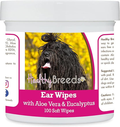 Healthy Breeds Bergamasco Ear Cleaning Wipes with Aloe & Eucalyptus for Dogs 100 Count