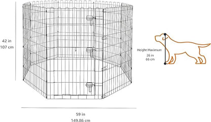 Amazon Basics Foldable Octagonal Metal Exercise Pet Play Pen for Dogs, Fence Pen, Single Door, Large, 60 x 60 x 42 Inches, black