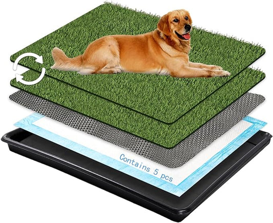 Dog Grass Pad with Tray Large,35.5”×23.6”Dog Grass Large Patch Potty Arificial Grass Dog Potties for Apartment and Patio Training Outdoor and Indoor Use