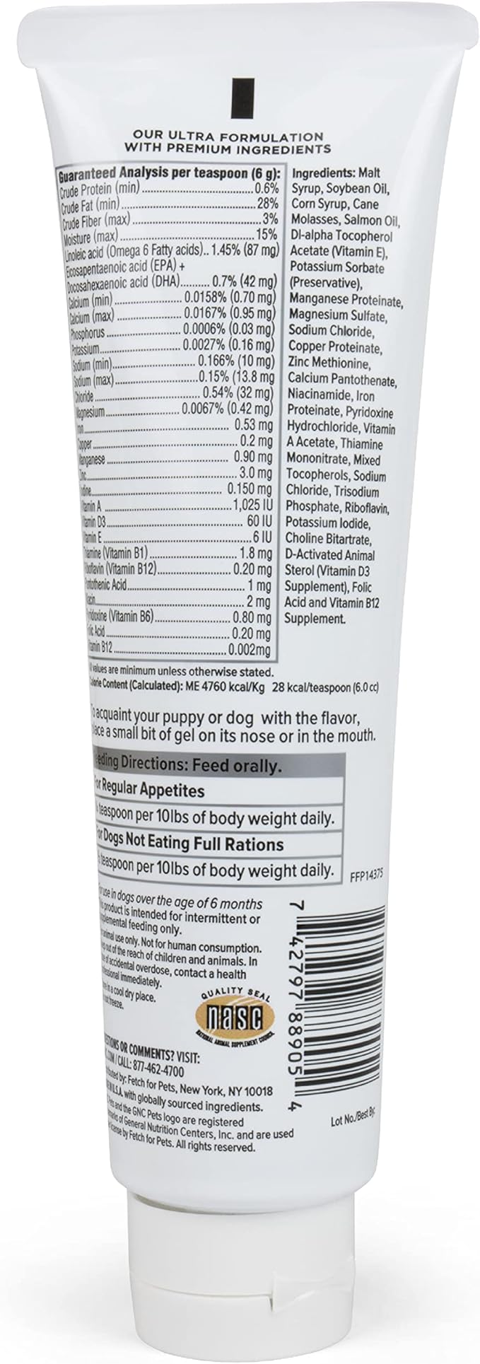 GNC Pets Ultra Multivitamin Gel/Paste, All Dogs, Malt Flavor, 5-oz Tube | Pet Multivitamin Gel for Dogs in Malt Flavor | Daily Supplement for Dogs | Made in The USA FF14375