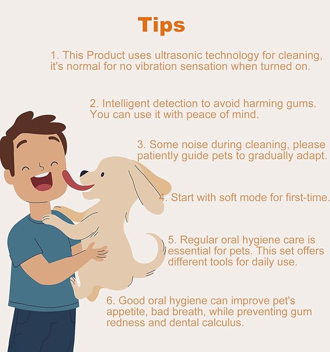 Dog Plaque and Tartar Remover - Dog Teeth Cleaning Kit, Dog Dental Tools to Remove Plaque and Tartar, Ultrasonic Dog Tooth Tartar Remover Tool with Intelligent Detection and LED Light, Black