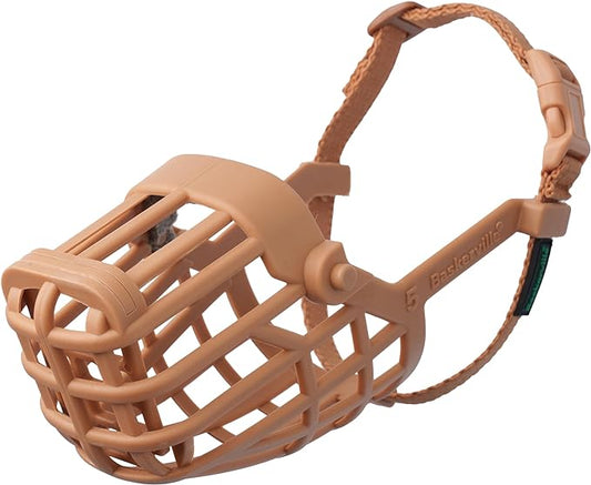 BASKERVILLE CLASSIC BASKET MUZZLE - Dog can Pant and Drink, Prevents Biting and Food Waste Scavenging, Strong TPR, Ideal for Longer Nosed Dogs, Breathable Dog Training Muzzle for Medium Dogs (Size 5)