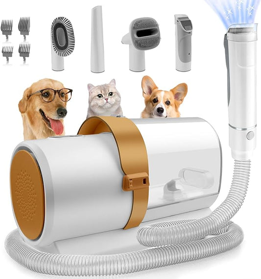Dog Grooming Kit for Pet Including 4 Hair Clipper Combs 2.5L Vacuum Cleaner and 5 Pet Grooming Tools for Shedding, Low Noise 300W for Home Cleanning