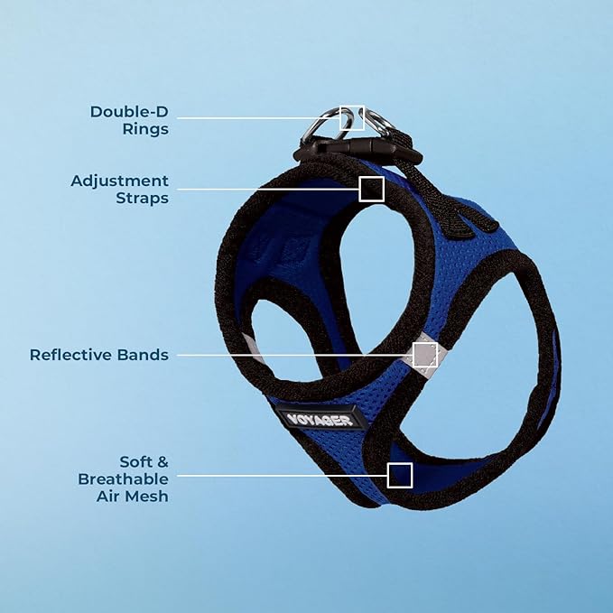 Voyager Step-in Air Dog Harness - All Weather Mesh Step in Vest Harness for Small and Medium Dogs and Cats by Best Pet Supplies - Harness (Royal Blue/Black Trim), XS (Chest: 13-14.5")