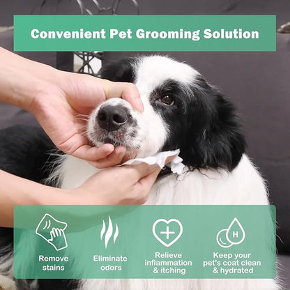 CuteBone Pet Grooming Wipes - Hypoallergenic&Deodorizing Flushable Anal Gland Wipes for Dogs, Relieve Inflammation&Itching, Cleans Paws & Butt, Puppy Wipes 100 Count