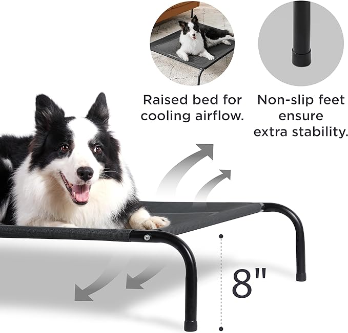 Bedsure Medium Elevated Outdoor Dog Bed - Raised Dog Cots Beds for Medium Dogs, Portable Indoor & Outdoor Pet Hammock Bed with Skid-Resistant Feet, Frame with Breathable Mesh