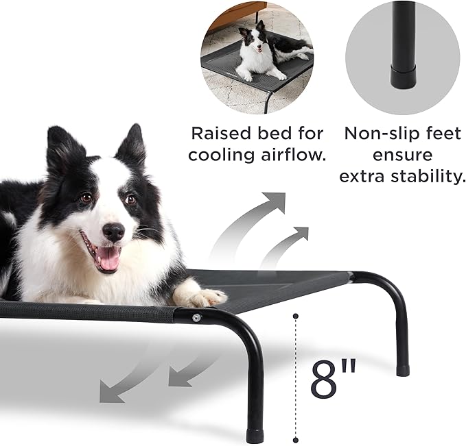 Bedsure XL Elevated Outdoor Dog Bed - Raised Dog Cots Beds for Extra Large Dogs, Portable Indoor & Outdoor Pet Hammock Bed with Skid-Resistant Feet, Frame with Breathable Mesh
