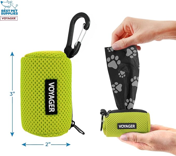 Best Pet Supplies 2-Pack Dog Poop Bag Holder Leash Attachment, Color, Reusable Mesh Dispenser Pouch for Travel, Walking, Park, and Outdoor Use, Soft and Durable with Clip-On - Mesh Lime Green