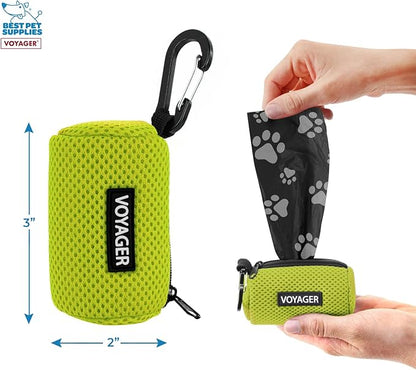 Best Pet Supplies 2-Pack Dog Poop Bag Holder Leash Attachment, Color, Reusable Mesh Dispenser Pouch for Travel, Walking, Park, and Outdoor Use, Soft and Durable with Clip-On - Mesh Lime Green
