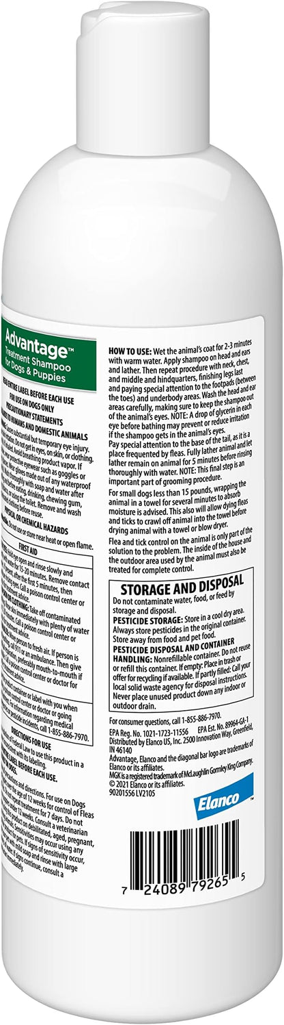Advantage Dog Flea & Tick Shampoo for Puppies & Adult Dogs | Kills Fleas & Ticks | 12 oz.