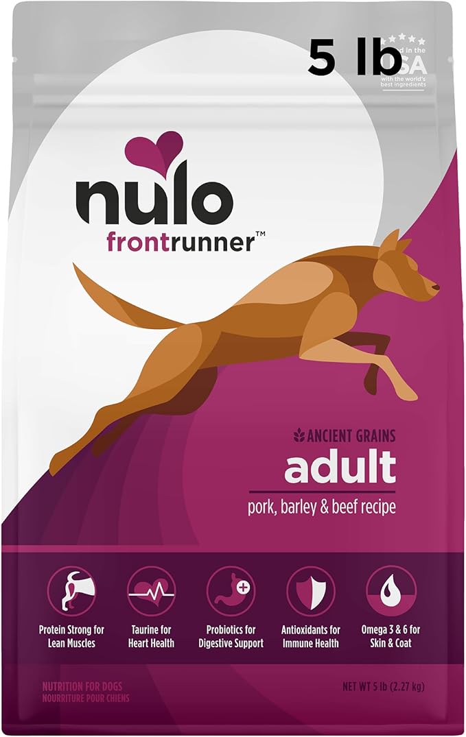 Nulo Frontrunner All Breed Adult Dry Dog Food, Premium All Natural Dog Kibble, Made with Ancient Grains Promote Fullness with Healthy Digestive Aid BC30 Probiotic & Antioxidants for Immune Health