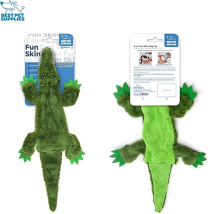 Best Pet Supplies Stuffing Free Squeaky Dog Toys for Small Dogs, Medium Dogs, and Large Dogs, Durable, Best Dog Chew Toy for Teething Puppy, Indoor Play, Holds Plastic Bottle - Alligator, Large