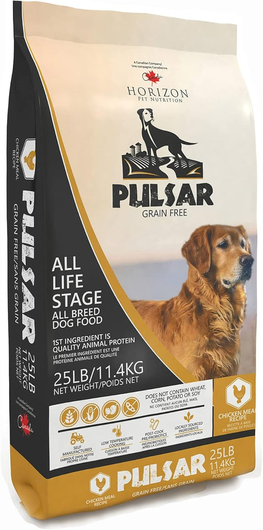 Pulsar Grain Free, Non GMO, Meat Dense All Life Stage Dry Dog Food, Natural, 25 Pound (Pack of 1) (HRN-010)