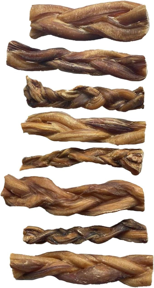 Braided Bully Sticks 5-6 inches Chews for Dogs | All Natural (8 Ounce Bag)