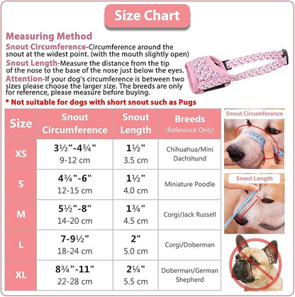 LUCKYPAW Dog Muzzle, Soft Dog Muzzles for Small Medium Large Dogs, Breathable Muzzles to Stop Biting and Chewing with Pattern, Allows Panting and Drinking(Pink Flamingo,S)