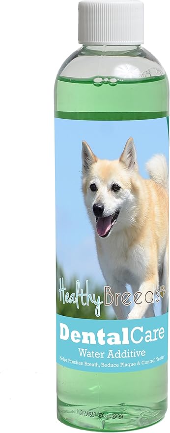 Healthy Breeds Dog Dental Care Water Additive for Norwegian Buhund - Helps Freshen Breath, Reduce Plaque & Control Tartar - Mint Flavor - 8 oz