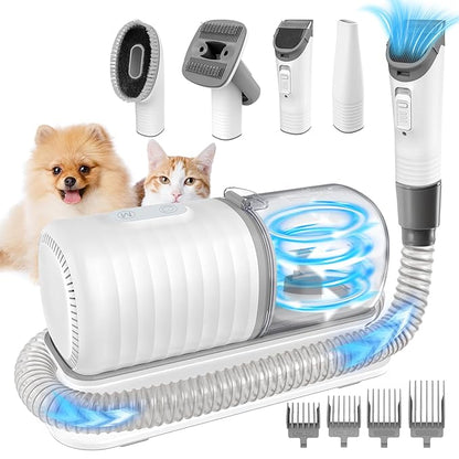 Dog Grooming Vacuum Kit: Pet Grooming Kit for Shedding, 16000PA Powerful Suction 99% Pet Hair, 1.5L Dust Cup and Low Noise Dog Clippers Tools with 4 Combs