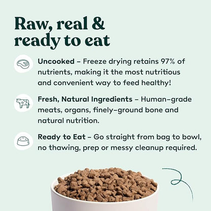 Freeze Dried Fresh Dog Food Raw Chicken Recipe - Picky Eater-Approved Limited Ingredient Dog Food for All Stages - High Protein, Small Batch, Grain Free Raw Dog Food, 15 oz