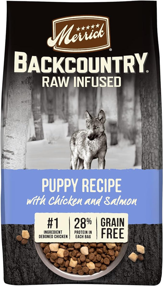 Merrick Backcountry Grain Free Dry Puppy Dog Food, Kibble with Freeze Dried Raw Pieces, Chicken Recipe - 20.0 lb. Bag