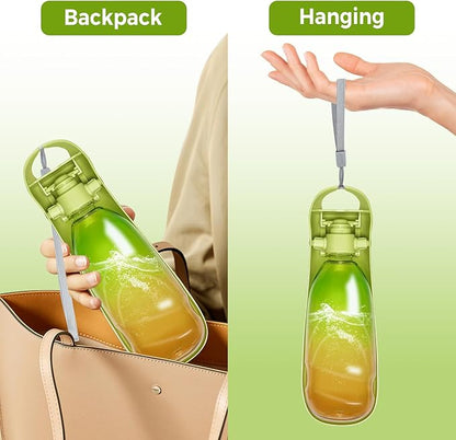 19oz Dog Water Bottle, Collapsible Dog Travel Water Bottle, Portable Dog Water Dispenser with Foldable Drinking Cup Bowl for Walking, Hiking, Lightweight, Leak-Proof, BPA Free, Green
