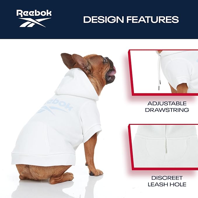 Reebok Dog Hoodie – Fleece Dog Sweater with Leash Hole, Cold Winter Dog Sweatshirt for Small Medium and Large Dogs, Premium Dog Fall Sweater Pullover Hoodie, Cozy Warm Perfect Dog Christmas Outfit