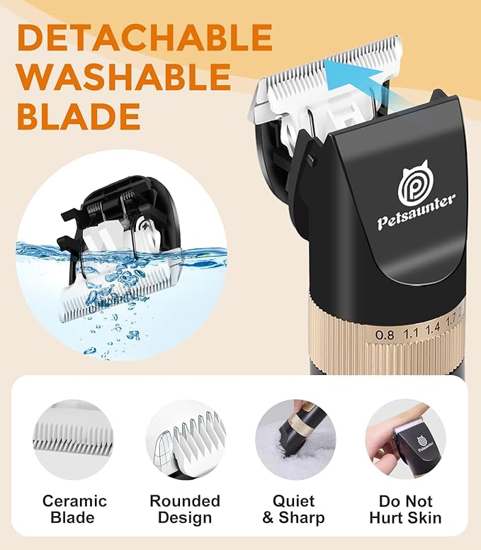 Dog Clippers for Grooming Kit, 4-Speed & LCD, Low Noise Electric Dog Trimmer for Grooming, Cordless Rechargeable Dog Hair Clippers, Quiet for Dogs & Pets with Thick or Heavy Coats(C95 Set)