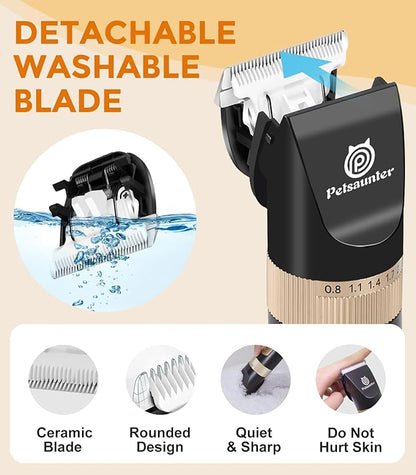 Dog Clippers for Grooming Kit, 4-Speed & LCD, Low Noise Electric Dog Trimmer for Grooming, Cordless Rechargeable Dog Hair Clippers, Quiet for Dogs & Pets with Thick or Heavy Coats(C95 Set)