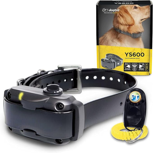 Dogtra YS600 Anti Bark Collar for Medium to Large Dogs, Adjustable 10 Intensity Levels, Vibration Warning, Low/High Stimulation, Waterproof, 2-Hour Quick Charge Rechargeable Battery, w/PetsTEK Clicker
