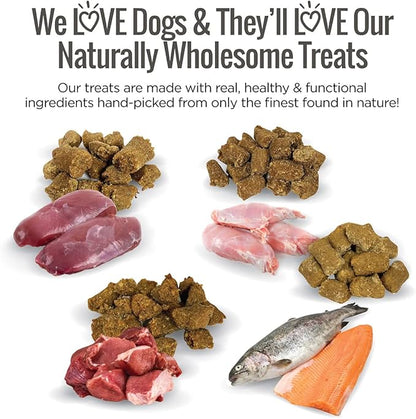 All Natural Dog Treats - 4 Flavor Variety Pack (5oz each) - Training Treats for Dogs & Puppies with Allergies, Sensitive Stomachs - Grain Free Dog Treats, Chewy, Human-Grade, Made in USA