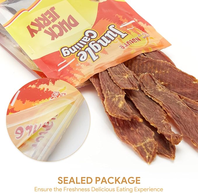Jungle Calling All Natural Dog Treats, Duck Jerky for Dogs, Slow Roasted Snacks for Medium and Large Dogs Chewy Treats 10.6 oz