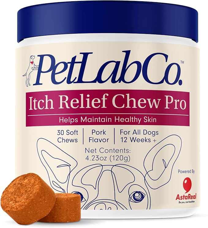 PetLab Co. Itch Relief Chew Pro for Dogs – Omega 3 for Dogs Itch Supplement - Packed with Beneficial Fatty Acids for Healthy Skin – Seasonal Allergies Support