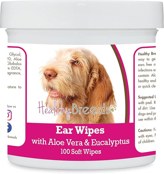 Healthy Breeds Spinoni Italiani Ear Cleaning Wipes with Aloe & Eucalyptus for Dogs 100 Count